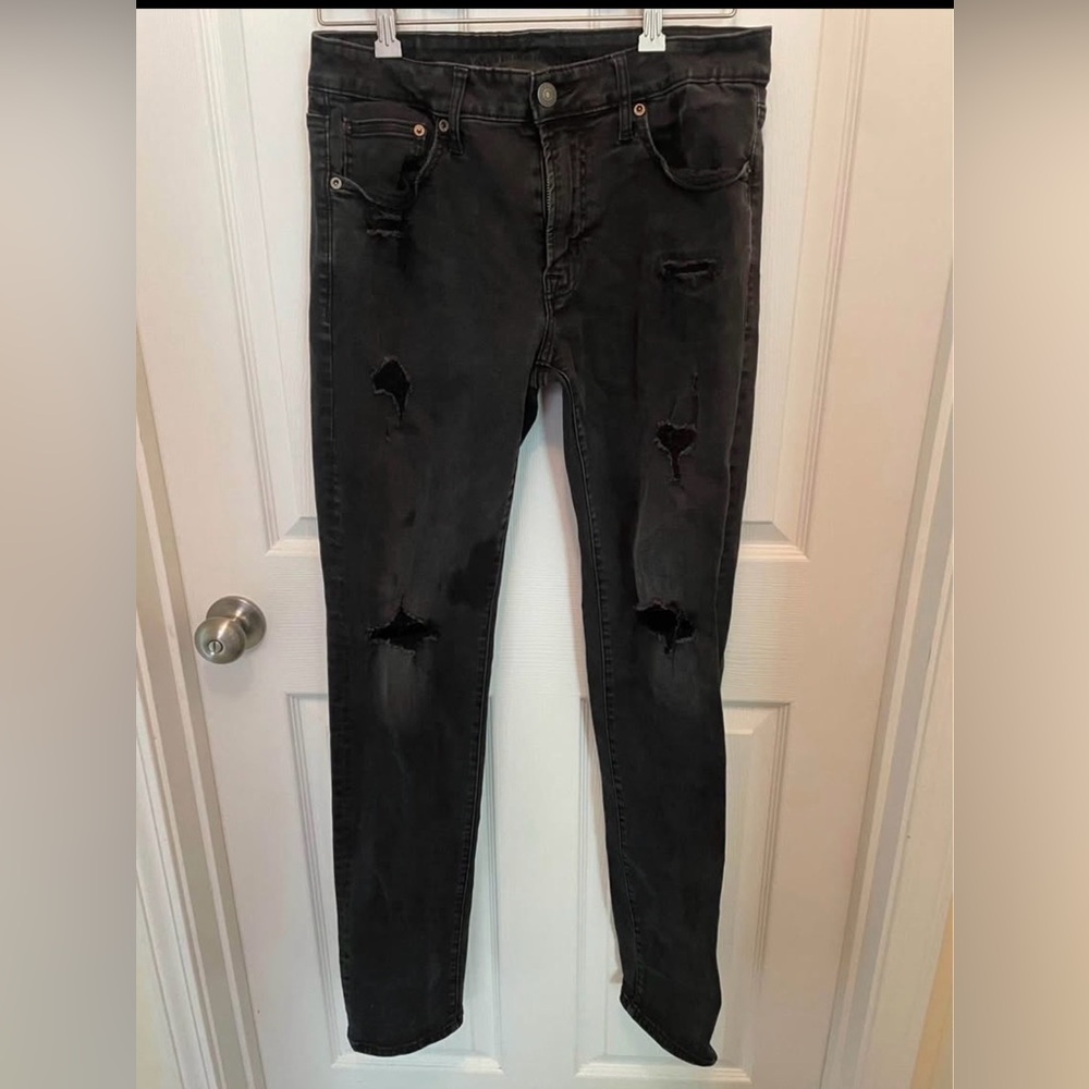 American Age Charcoal Distressed Skinny Jeans